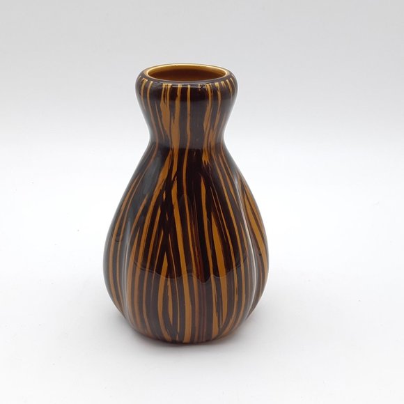 Sarreguemines Brown Vase Domino Pattern From France - Picture 5 of 11